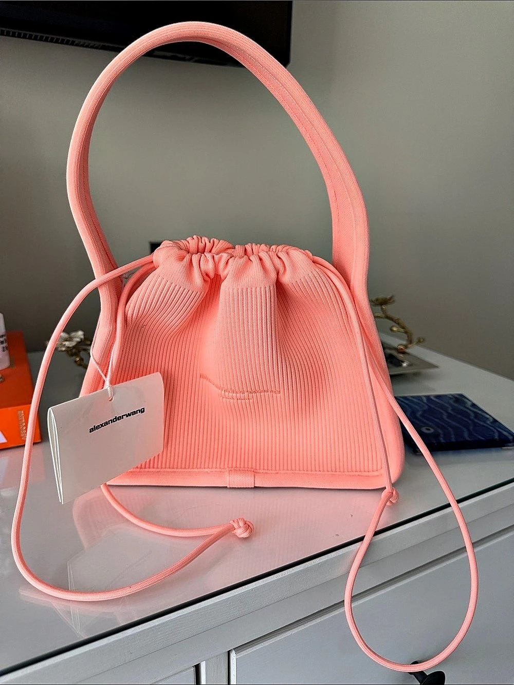 Alexander Wang Ryan Small Bag in Rib Knit Pink